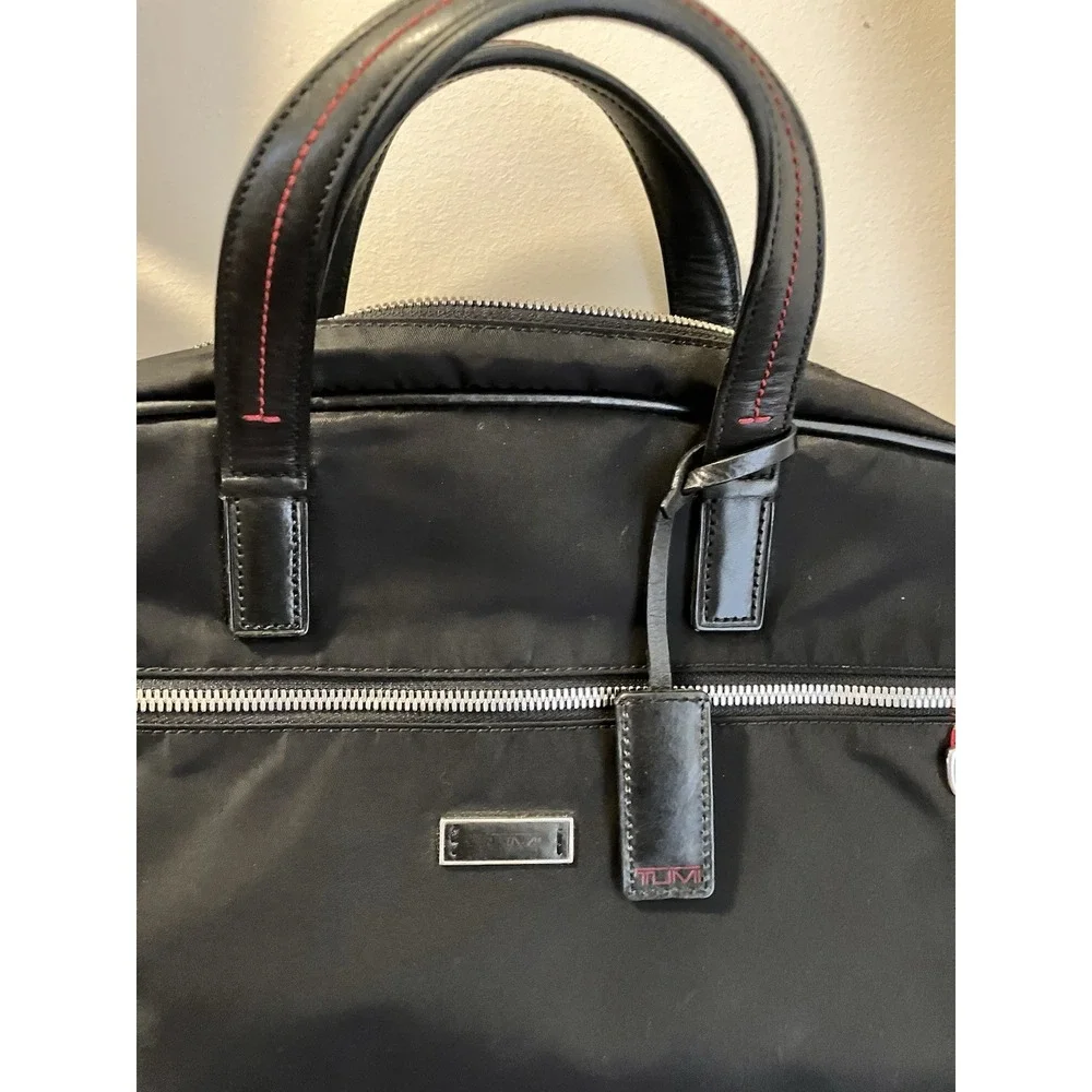 Tumi Slim Briefcase Laptop Bag Black Ballistic Nylon‎ Shoulder Strap Organizer